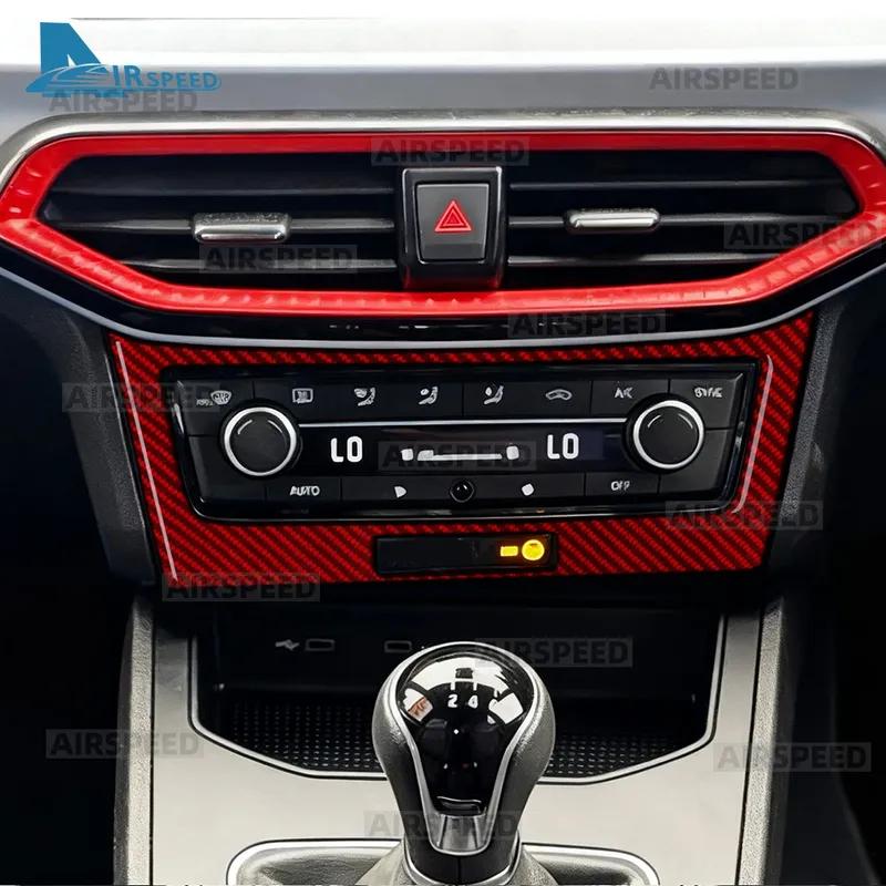 Real Soft Carbon Fiber Sticker LHD RHD Car Center Console Panel Frame For Seat Ibiza 6F 2018 2024 2025