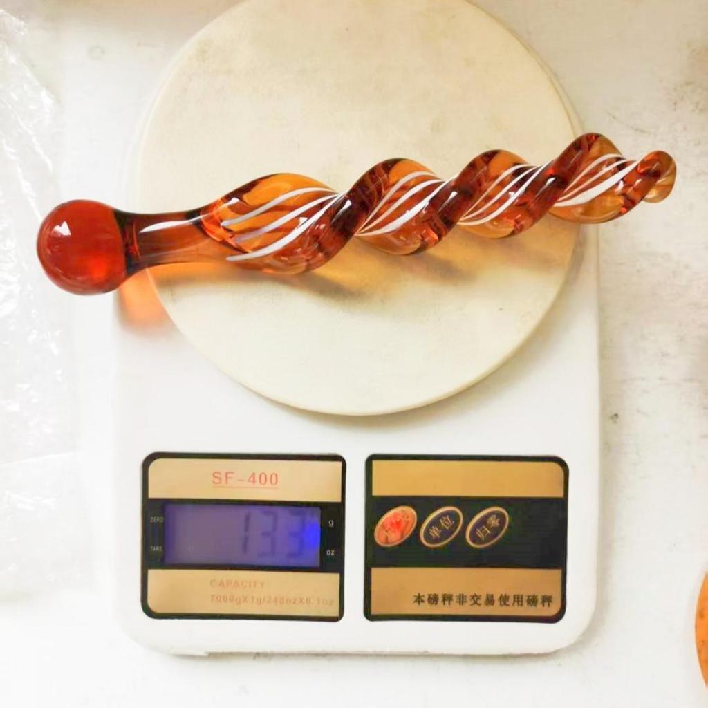 VaHppy Dildo mit Gewinde, rund, Buntglas, Sexspielzeug für Erwachsene, Analplugs, weibliche Masturbation, SM, BDSM, Gay, verdreht, 4 Farben, 160 g, 3,6 cm