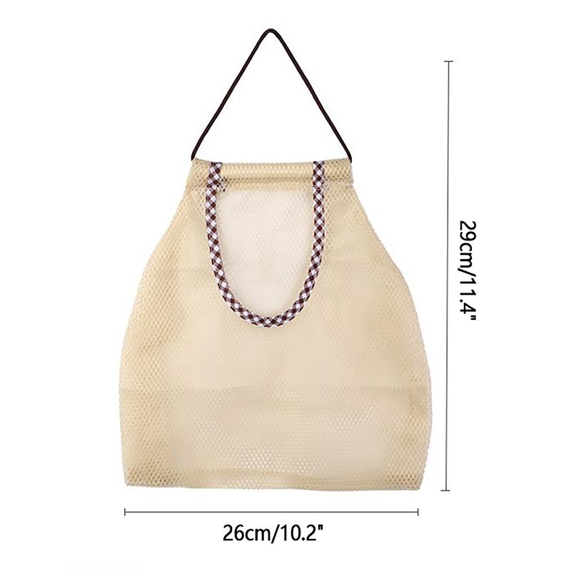 

Многоразовая кухонная подвесная сетчатая сумка для хранения фруктов и овощей, сетчатая сумка для имбиря, чеснока, картофеля, лука бежевый