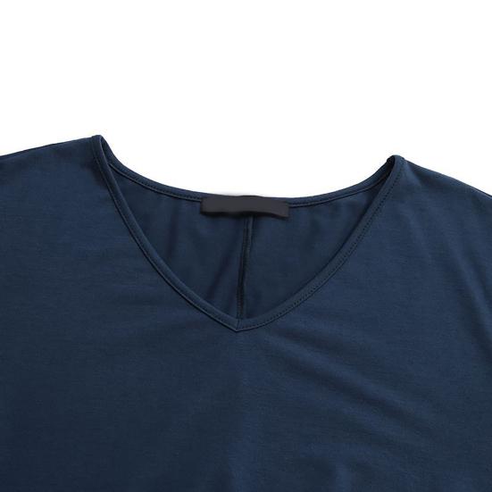 Autumn Winter Women Long Dress Solid Color V Neck Long Sleeves Streetwear