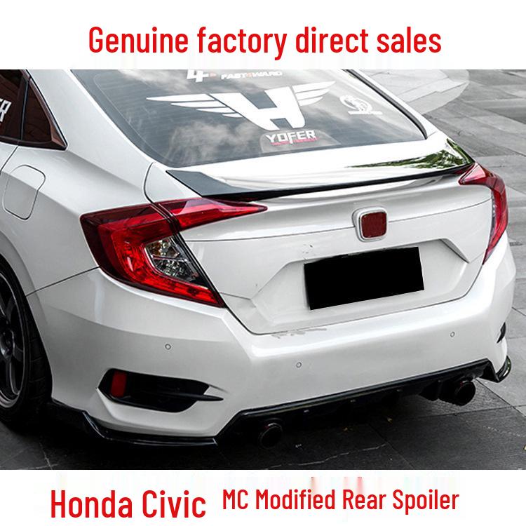 Заднее антикрыло Honda Civic 10-го поколения в стиле MC Sport без сверления для модификации и декора Unpainted
