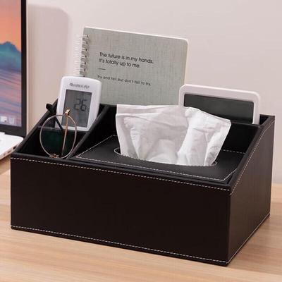 Multi-functional Leather Tissue Box Organizer