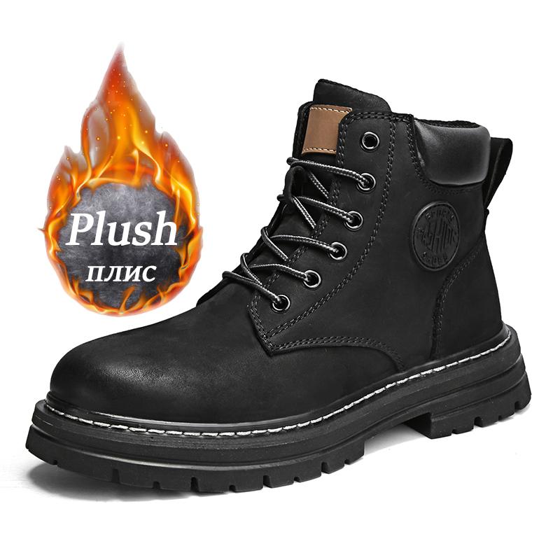 Boots Women High Top Boots High Quality Women Leather Shoes Fashion Outdoor Sneakers Men Lace Up Non-Slip Ankle Boots For Couple