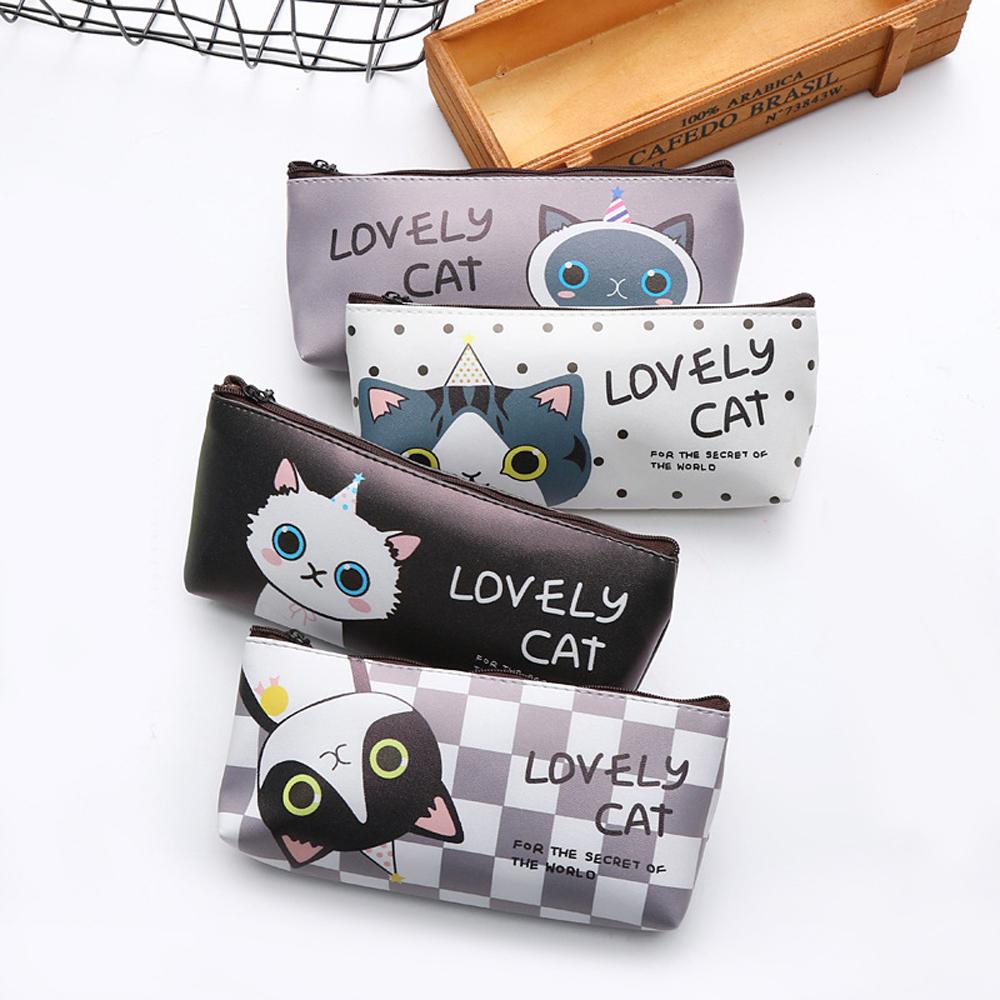 Kawaii Cat School Pencil Bags Cute Silicone Waterproof Pencil Case For Girls Kids Gift Korean Stationery Office School Supplies