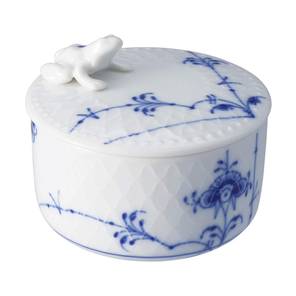 [Officially Imported] Royal Copenhagen Blue Palmette Lucky Frog Box (Canister) Wedding Gift, 1017416