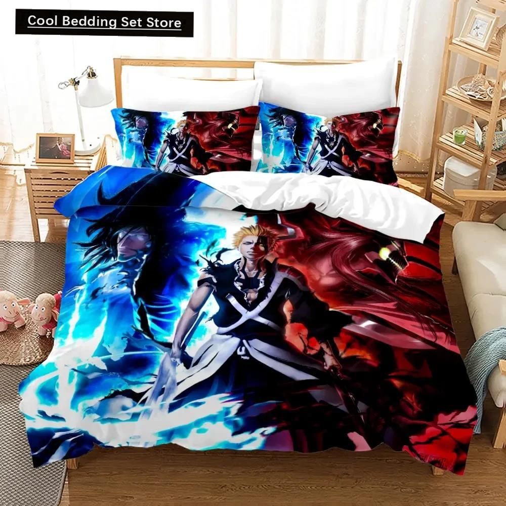 3D Anime Bleach Kurosaki Ichigo Duvet Cover Pillowcase Bedding Set Double Twin Full Queen King Adult Kids Bedclothes Quilt Cover