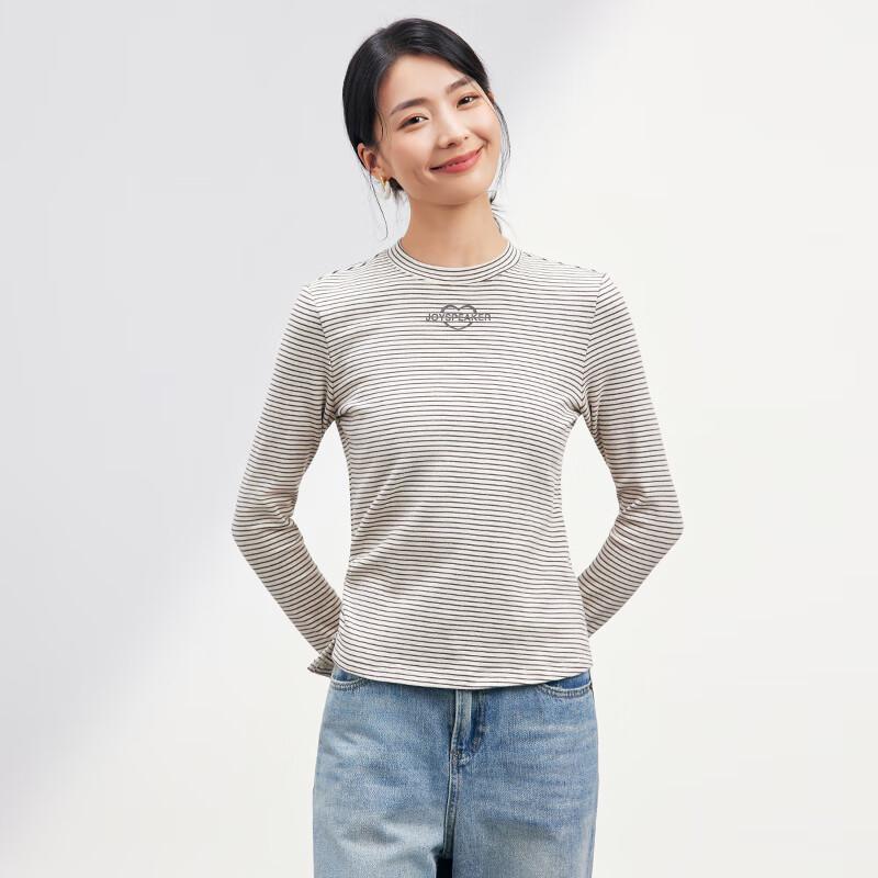JOY SPEAKER Women's Striped Long Sleeve Slim Fit T-shirt
