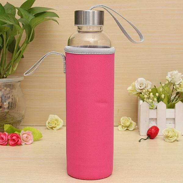 550ml Universal BPA Free High Temperature Water Bottle Resistant Glass Sport With Tea Filter Infuser Bottle Jug Protective Bag