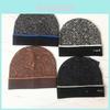 Wool Knit Beanie Hat With Embroidered Letters For Winter Casual Wear