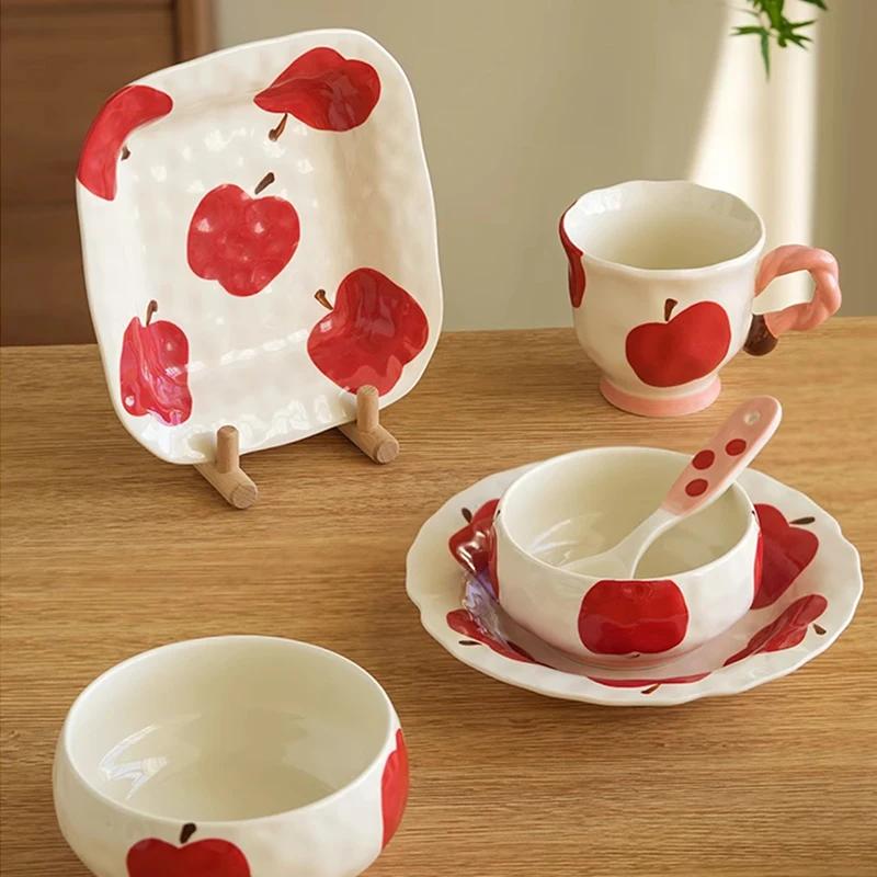 Creative Cute Fruits Ceramic Plates Exquisite Party Afternoon Tea Dessert Ice Cream Bowls Fashion Home Breakfast Coffee Mugs