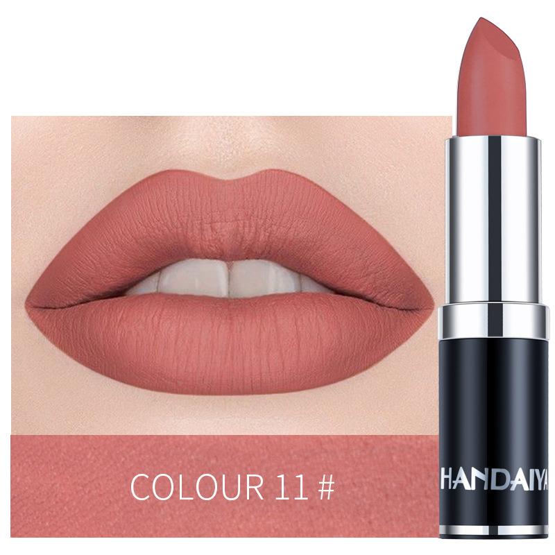 Handaiyan Sexy Nude Red Brown Purple Lipgloss Matte Lip Gloss Velvety Lipstick Matte Waterproof Makeup Long Lasting Cosmetic