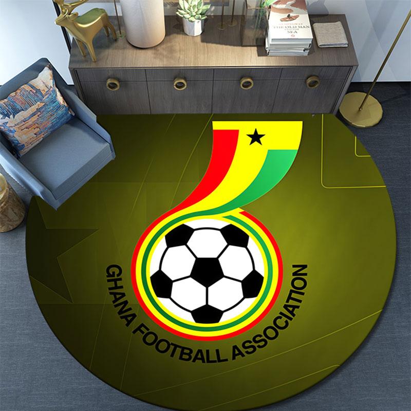 Ghana National Football Printed Round Rug, Non Slip Washable Circular Carpet For Living Room Bedroom Playroom, Sports Fan Decor, Holiday Birthday Gift