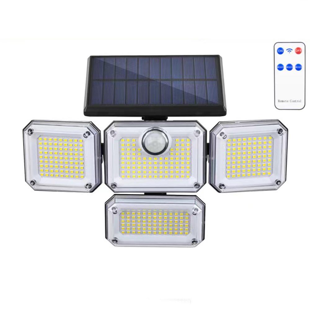 1 PACK Outdoor Motion Sensor Lamp, 4-Head Solar Power Light, 122 LED Solar Light, Flood Lights ,3000 Lumens,270° Lighting Range
