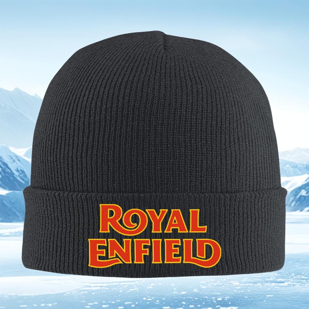 Royal Enfield stylized vintage logo Unisex Women Unisex Knitted Hat Beanie Pullover Cap Winter Thermal Warm Christmas Outdoor Cycli