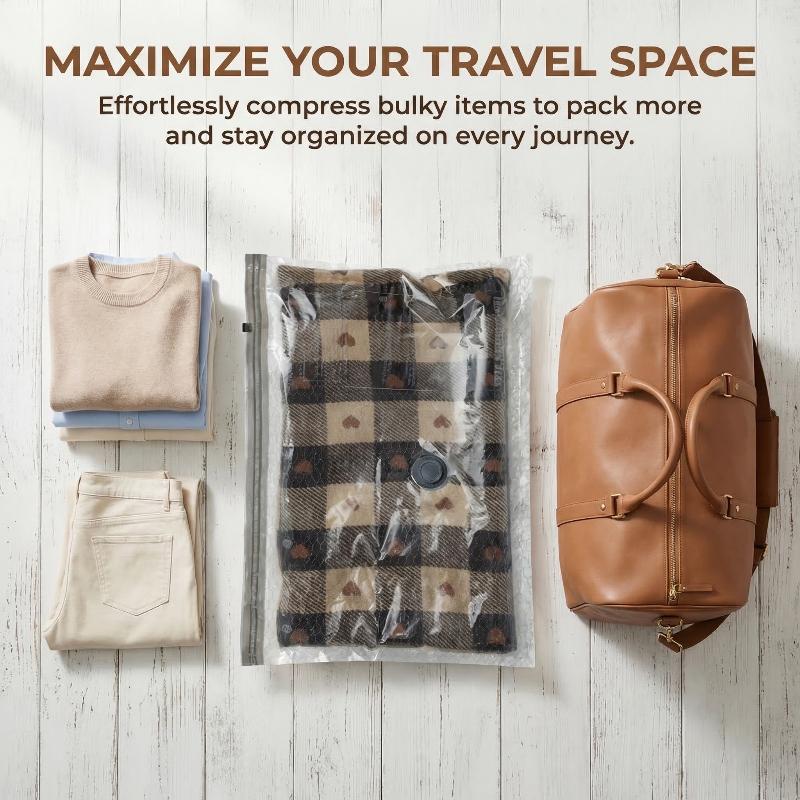 15Pcs Cordless Compression Bags for Travel Space Saving Portable Vacuum Storage for Clothes and Luggage