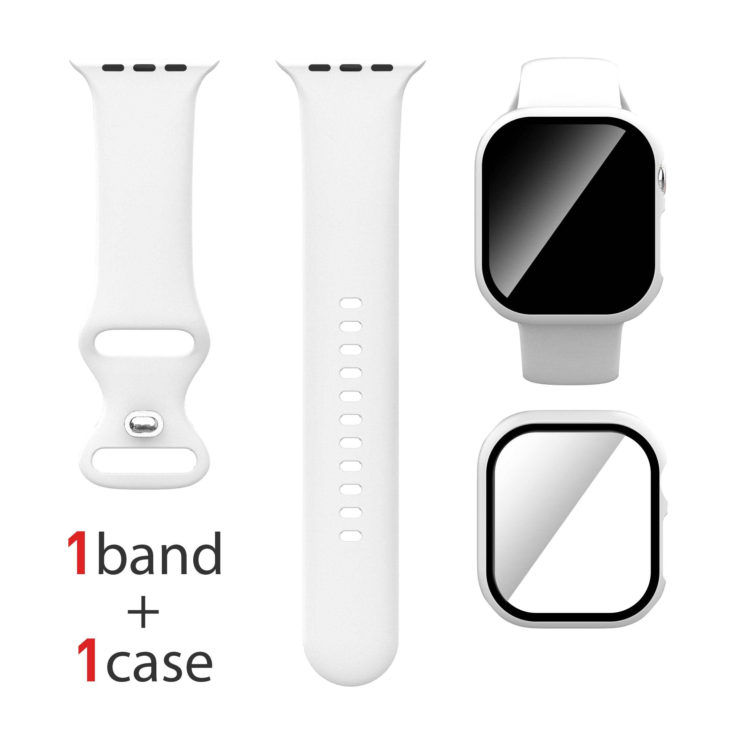

Набор из 2 шт. Для корпуса iWatch + Ремешок + Защитное стекло Совместимый S1-S10/SE 38/40/41/42/44/45/49/46 мм Для Apple Watch For Apple watch 45mm белый