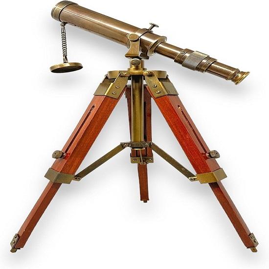 Nautical Brass Telescope with Wooden Stand Home Decor Gift Rustic Home Decor Gift