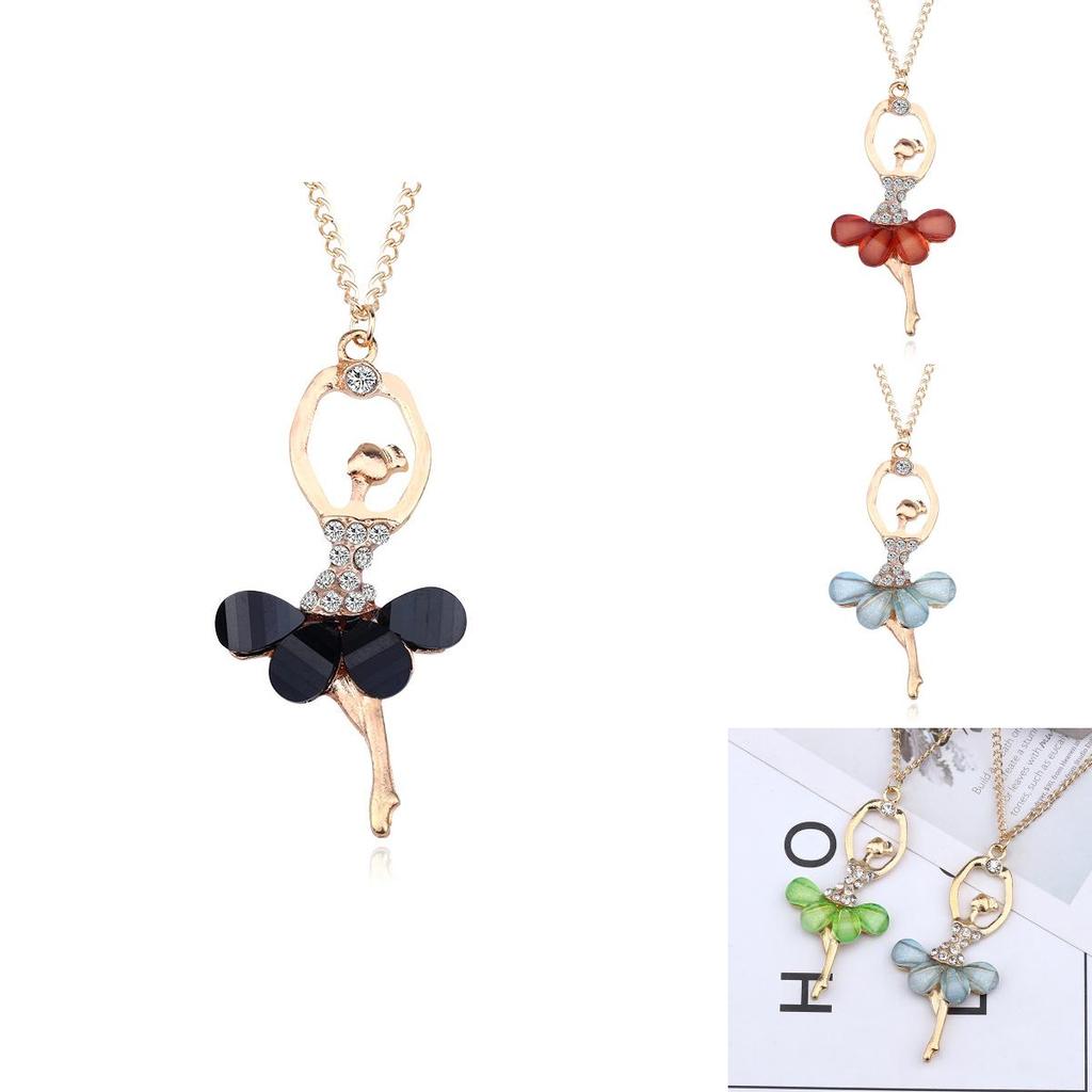Stunning Fashion Crystal Gold Plated Ballet Dance Girl Angel Dancer Necklace