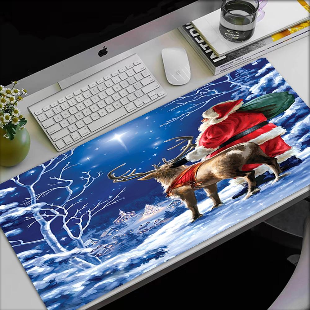 Christmas Santa Claus Theme Mouse Pad, Non Slip Rubber Base, Multifunctional Office & Home Decor, Perfect for Workspace Personalization.