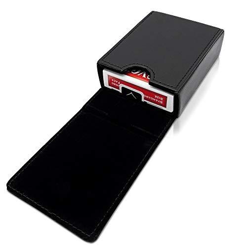 Luck Lab Single Deck Leather Playing Card Case/Holder - Black - Fits Poker and Bridge Size Cards