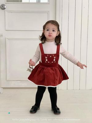 Jenny Dětské manšestrové overaly a overálek - Vyšívaný podzimní/zimní outfit pro holčičku