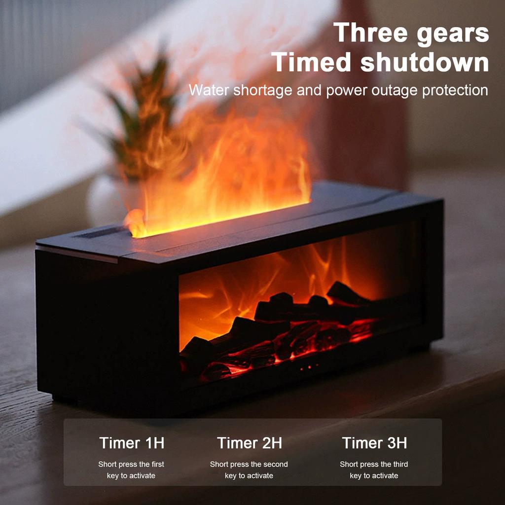 Flame Fireplace Oil Diffuser Simulation Fireplace Flame Diffuser Atmosphere Timing Creative Humidifier(without Oils)