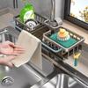 Detachable Dish Sponge Holder Space Aluminum Hanging Faucet Drain Rack Sink Drip Shelf  Soap