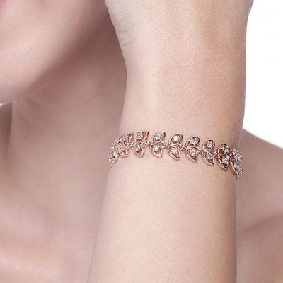 Beautiful Designer Rose Gold Bracelet with CZ and Crystals for Women