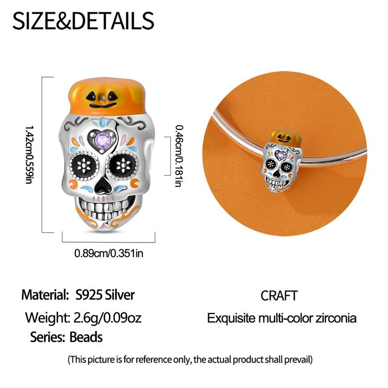 Copper Luminous Halloween Pumpkin Skull Beads Jewellery Fit Original Bracelet Necklace For Women Diy Gift