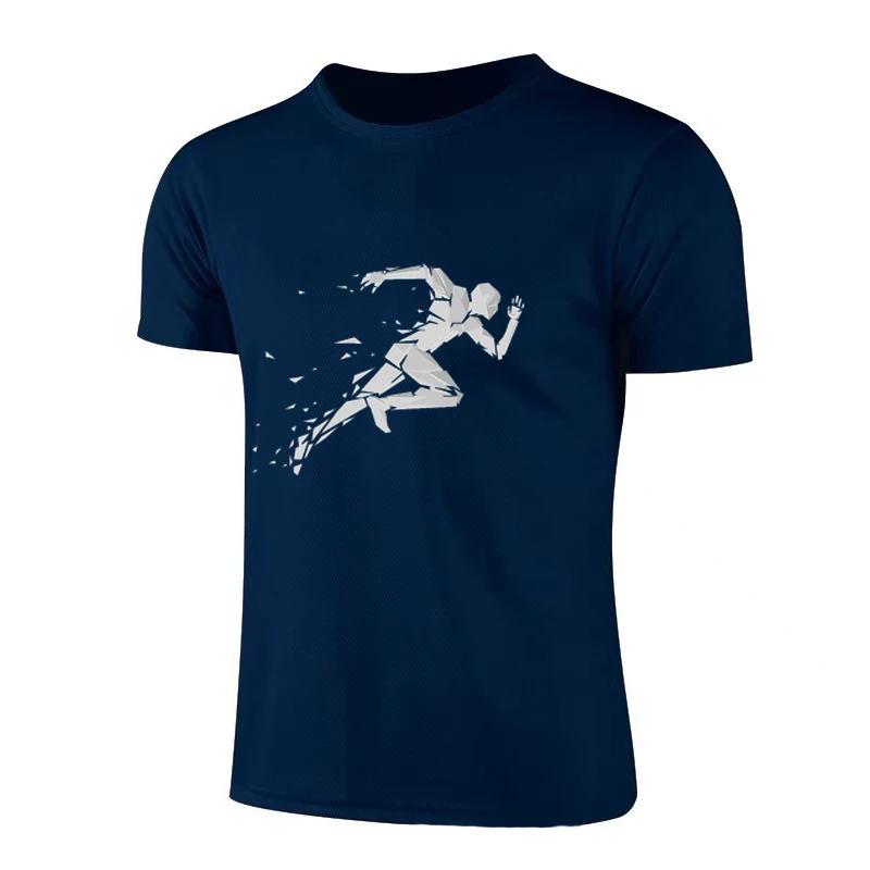 

Летняя новинка, мужские сетчатые, дышащие, быстросохнущие толстовки для фитнеса, повседневная футболка с короткими рукавами, хип-хоп, уличный мужской топ XXXXXL темно-синий