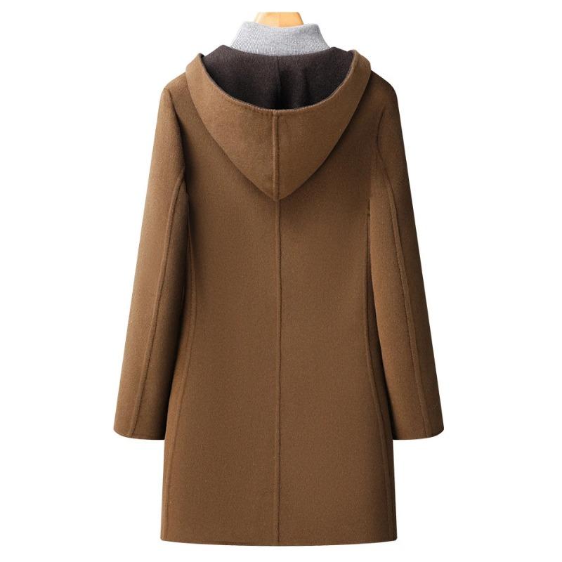 Pánský zimní kabát, vlněný trenčkot, luxusní dlouhá bunda s kapucí, ležérní elegantní zahušťovací svrchní oblečení, vlněná větrovka