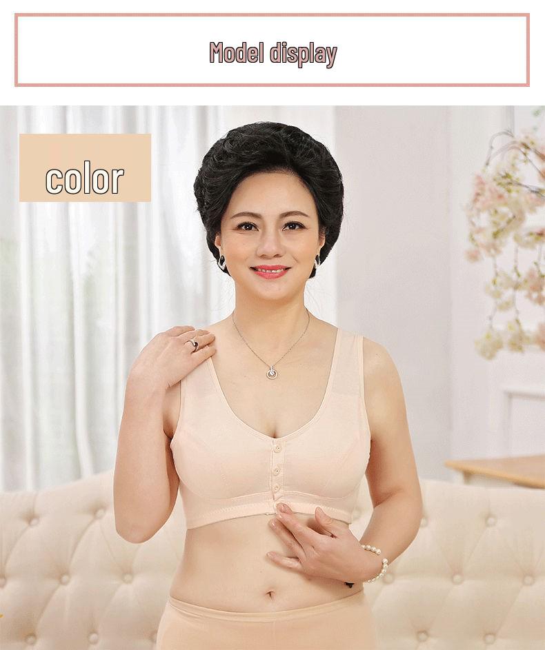 Front Buckle Cotton Bra: Wireless, Plus Size, Vest Style for Middle-Aged & Elderly Women