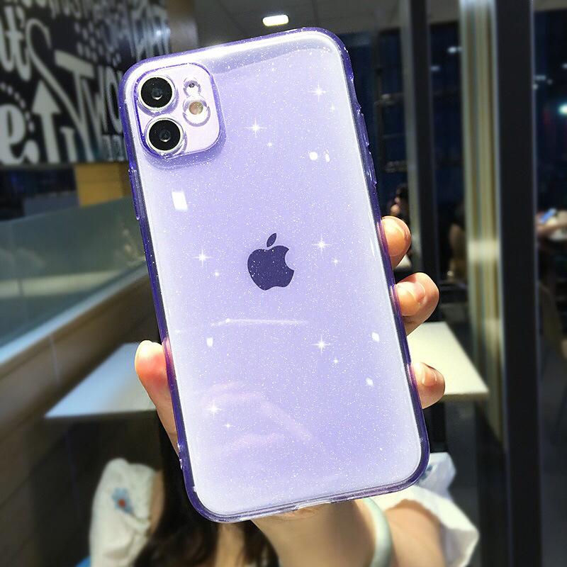 Popular Application iPhone12Pro Fine Hole Glitter Eye Protection TPU Mobile Phone Case Apple 11 Candy Color Soft Case
