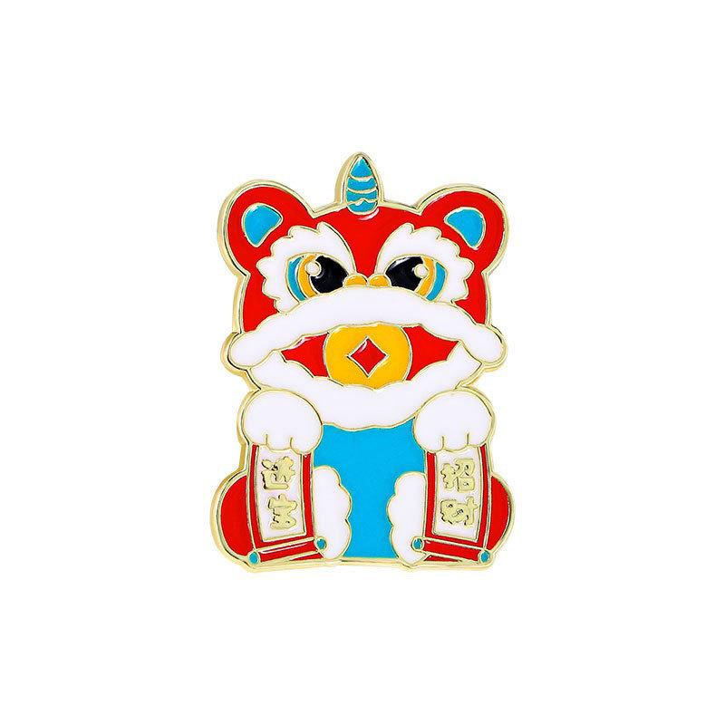 Zinc Alloy Enamel Dropping Brooch, Cute Cartoon Lucky Panda Snake Pattern 2025 Year of the Snake, New Year Festival Decorative Lapel Pin Badge