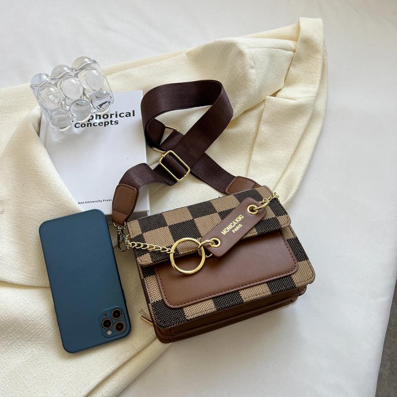 Spring Style High-End Women's Checkerboard PU Crossbody Bag – Fashionable, Versatile, and Exquisite Small Square Design