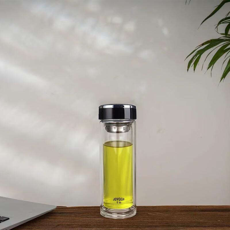JOYOGH Double Wall Borosilicate Glass Tea Tumbler with Infuser