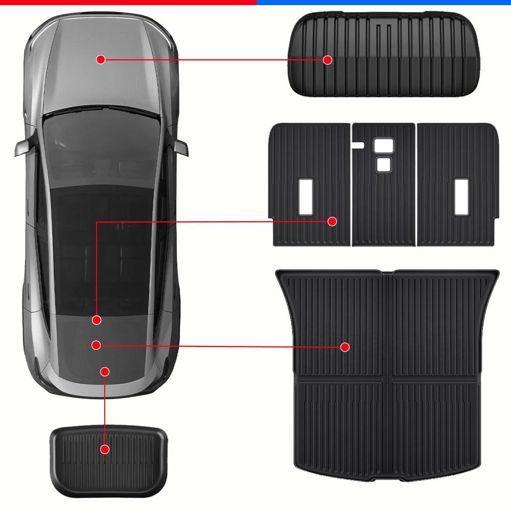 For 2025 2026 Tesla Model Y Juniper Trunk Mats Rear Seat Backrest Cover Protective Pad Frunk Cargo Liners Kick Pads Accessories