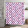 Purple Geometric Print Shower Curtain Waterproof Decorative Bath Mat Set For Home Bathroom Decoration Purple White Pink