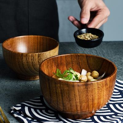 1 Stück Holzschüssel Japanischer Stil Holz Reis Suppenschüssel Salatschüssel Lebensmittelbehälter Große Kleine Schüssel für Kinder Geschirr Holzutensilien