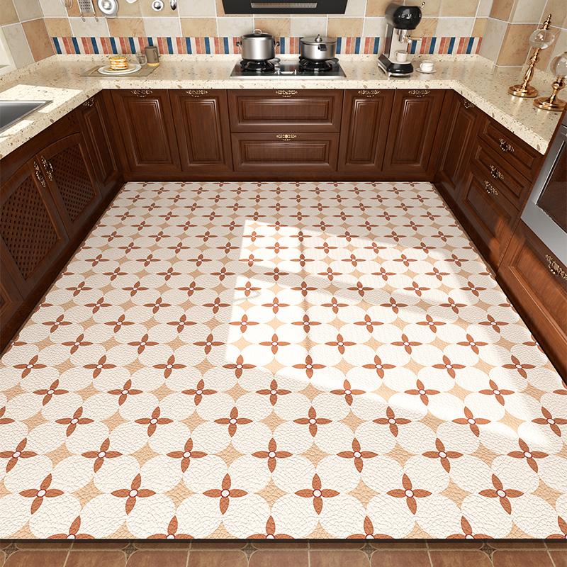 Carpet for Kitchen Pvc Floor Mat Large Size Waterproof Non-slip Carpets Leather Anti-fatigue Foot Mats Retro Home Decoration Rug