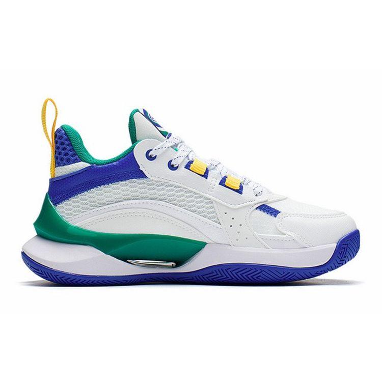 Li Ning Youth Pioneer Team 2.5 Comfortable Versatile Non-Slip Mid-Top Basketball Shoes Kids basketball shoes White Green Blue YKBS050-9