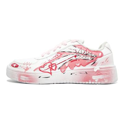 Chaussures de Skateboard Li Ning Antidérapantes, Résistantes à l'abrasion, Légères, Basses pour Homme Blanc Rose AGCN335-1(Équipe400-)