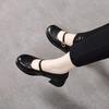 Mary Jane Women's Shoes 2025 Spring and Autumn New French Thick Heel Loafers Single Shoes British College Style Round Head Small Leather Shoes