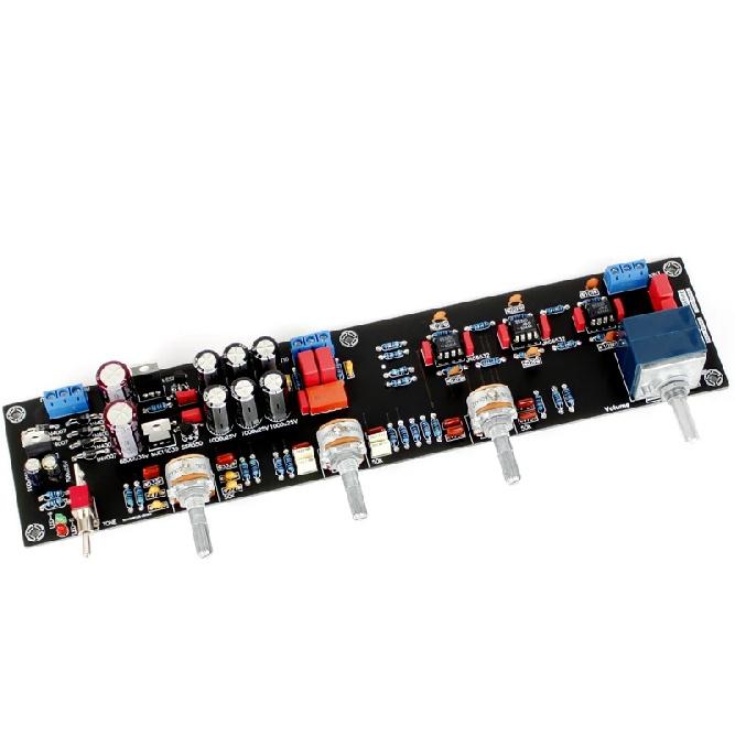GHXAMP JRC5532 Audio Preamplifier Tone Control Board Op-amp Treble Mid Bass Preamp Amplifier ELNA680UF*2+1000UF*6 AC12-18V DIY