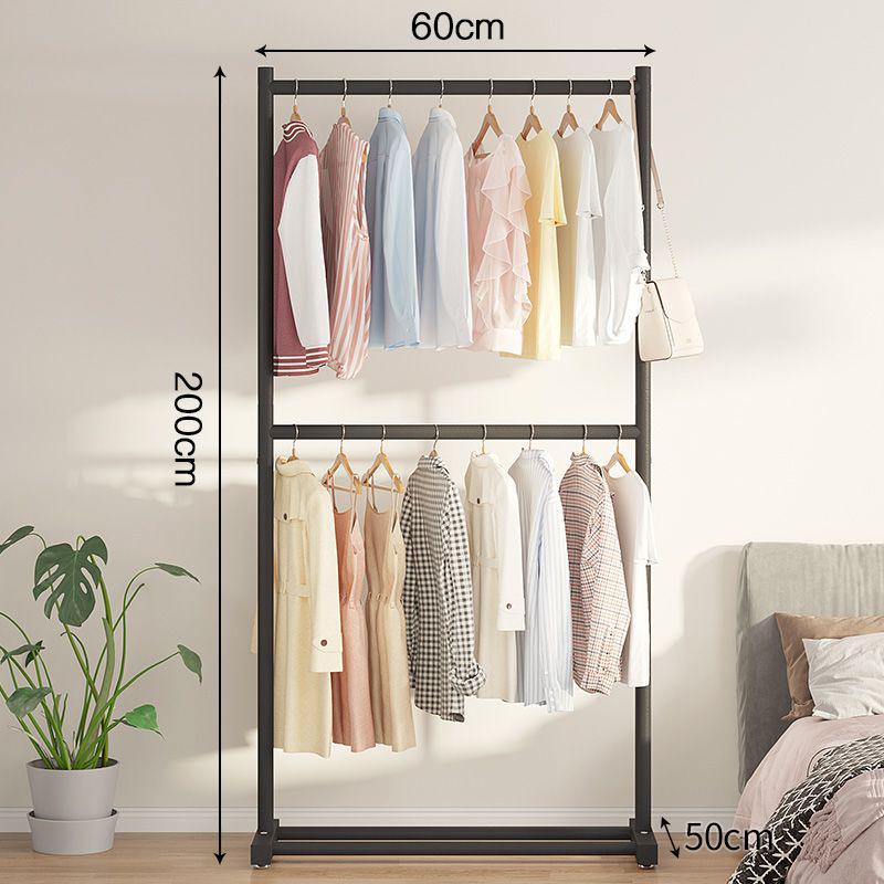 Double-Layer Hanger: Space-Saving Floor Rack for Clothes and Hats