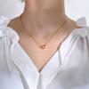 Wind 18K Gold Stainless Steel Love Inlaid Pink Zircon Pendant Necklace Earrings Niche Jewelry
