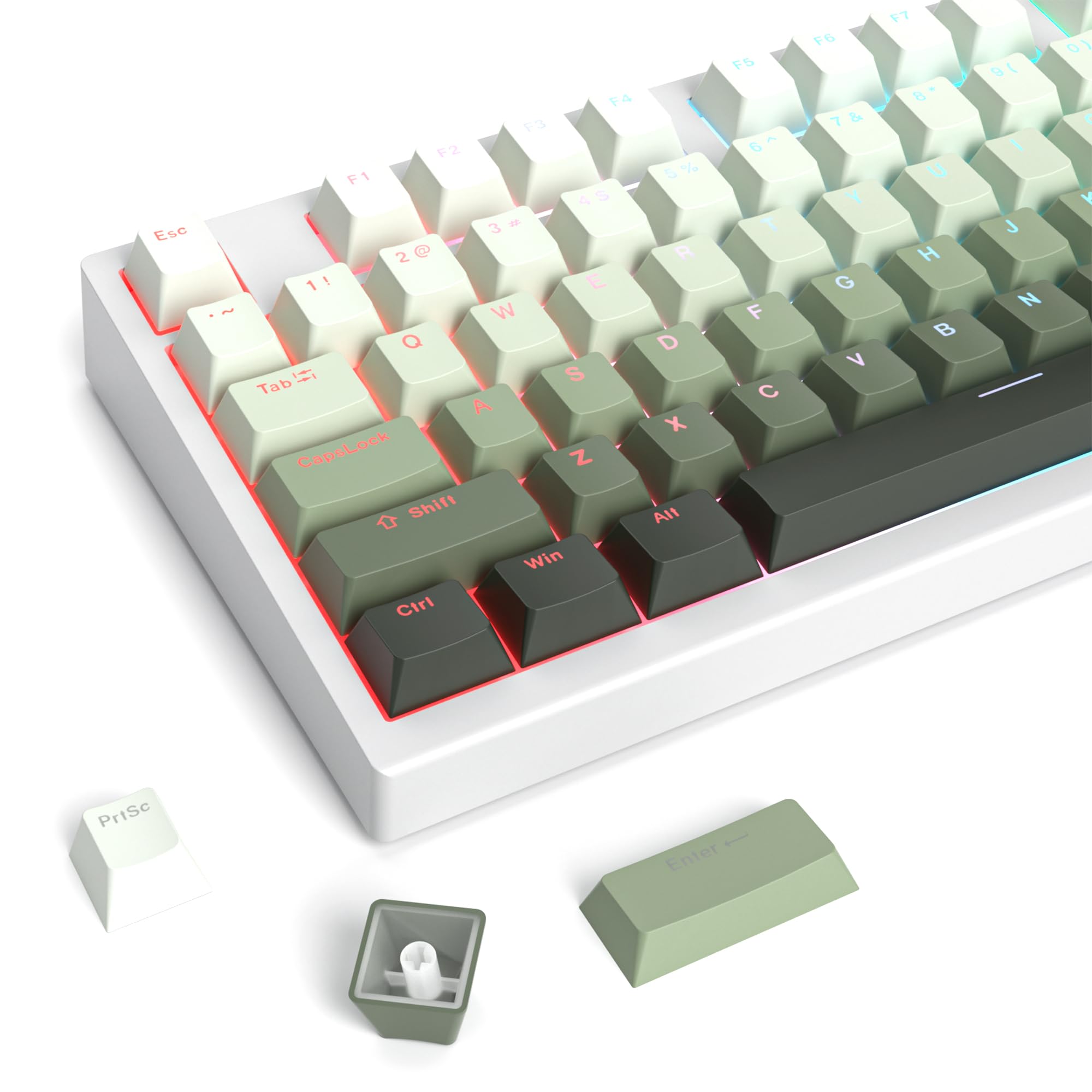 

135 Keys Double Shot PBT Light Transmitting OEM Profile Minimalist Style Custom Keycaps for Mechanical Keyboard Keycaps, Shine-Through (Gradient Cyan)