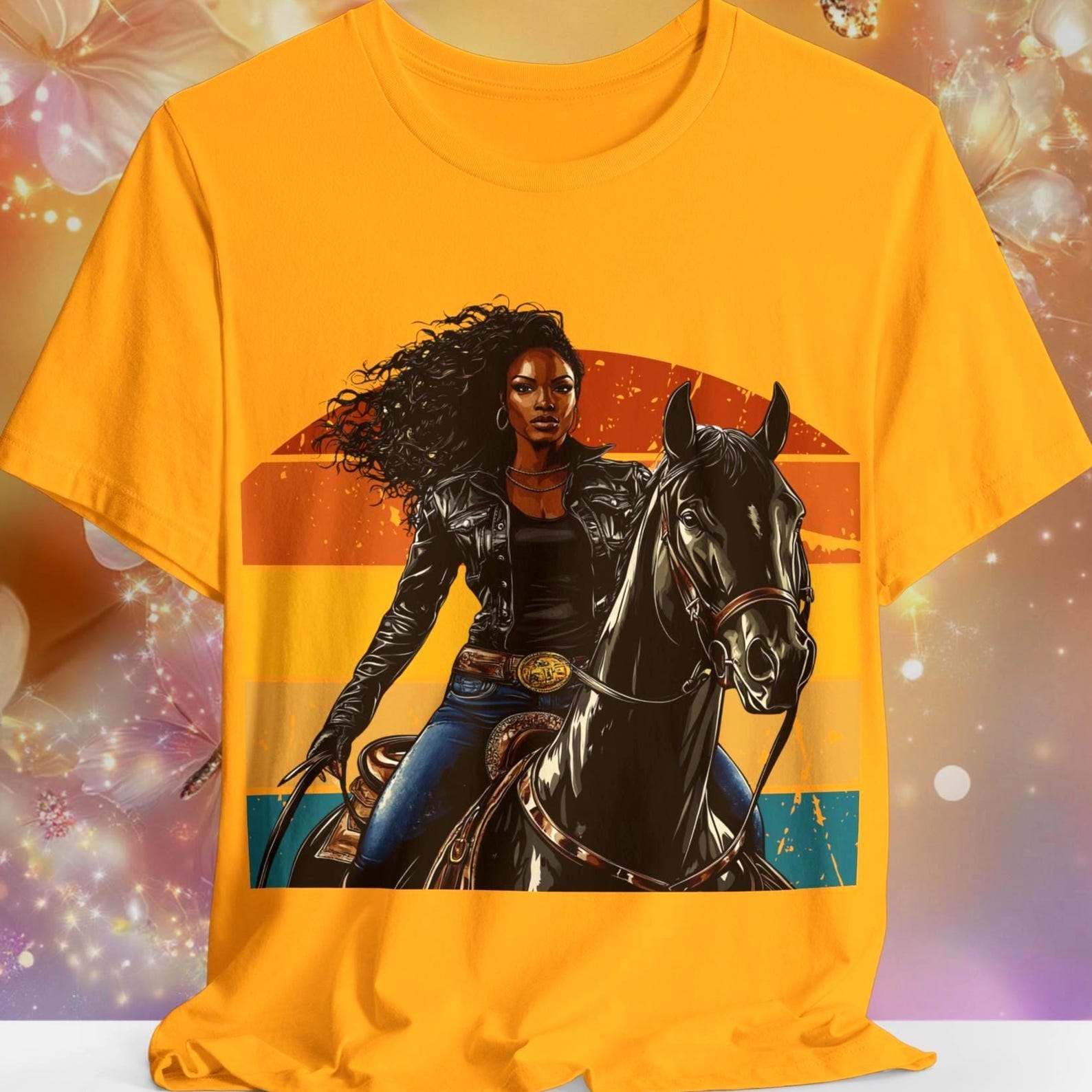 Black Cowgirl Riding House T-Shirt, African American Cowgirl Shirt, Black Western Wear Tee, Black Rodeo Melanin Cowgirl Apparel, Cowgirls. S