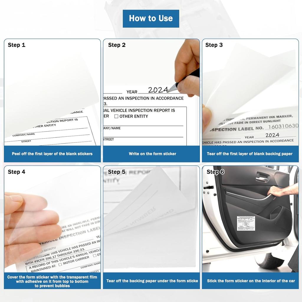 60Pack DOT Annual Vehicle Inspection Stickers - 60 Pack 2-Ply FMCSA Annual Inspection Lables with Adhesive Vinyl Sticker Mylar Laminate,Interior