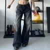 Women's Black  Baggy Jeans Harajuku Y2k Aesthetic   Denim Trousers Korean Jean  Wide Leg Pants